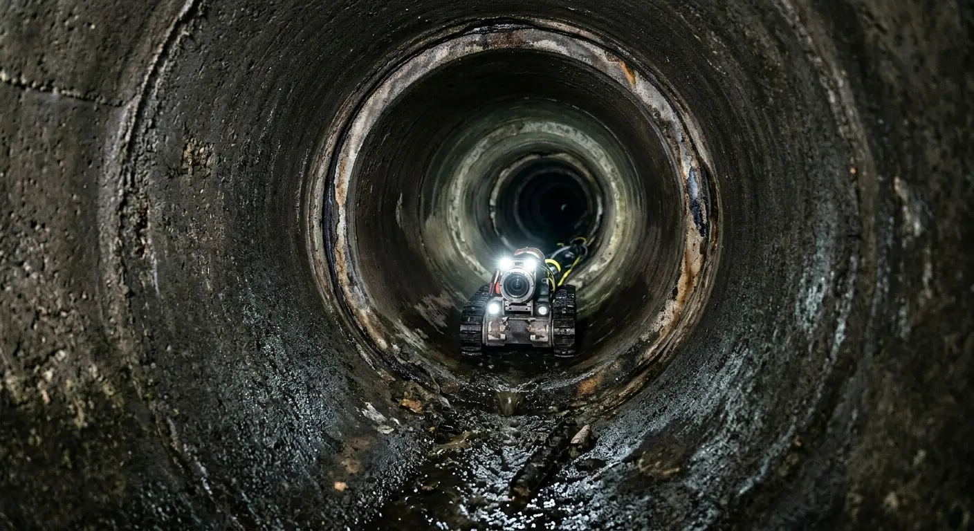 Robotic sewer camera inspecting pipe interior for Drain Snake Service in Iroquois Point